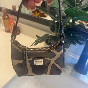 Dooney & Bourke Brown and Tan Giraffe-Print Mini Shoulder Bag Classic